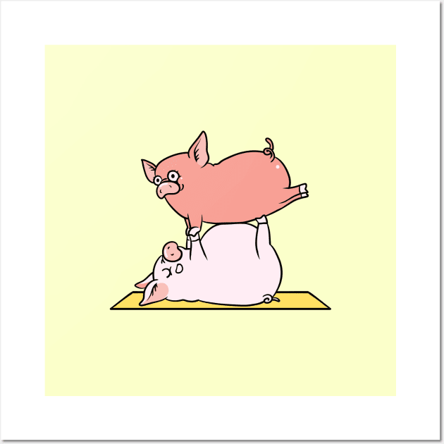 Acroyoga Pig Wall Art by huebucket